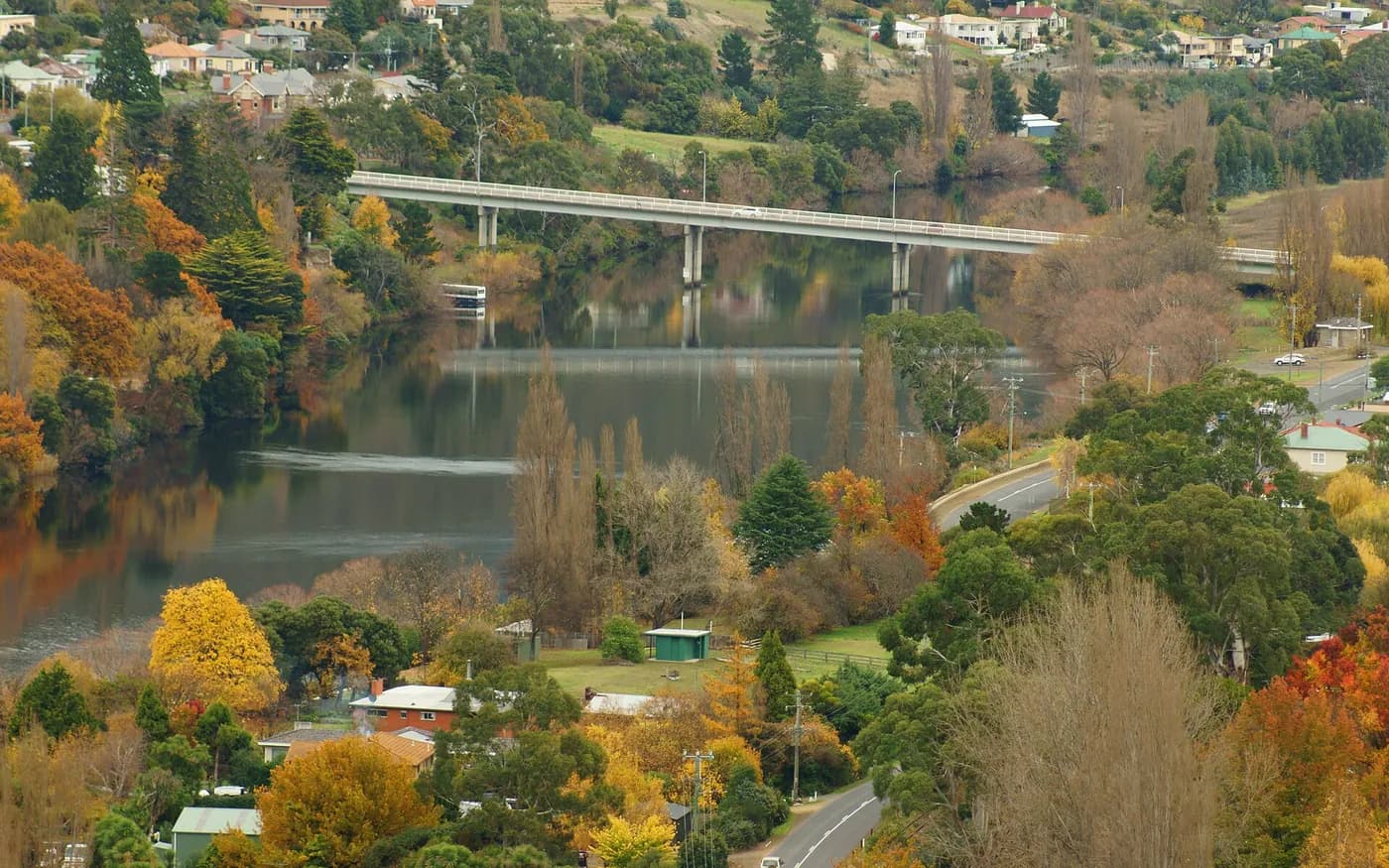 View of New Norfolk in Tasmania