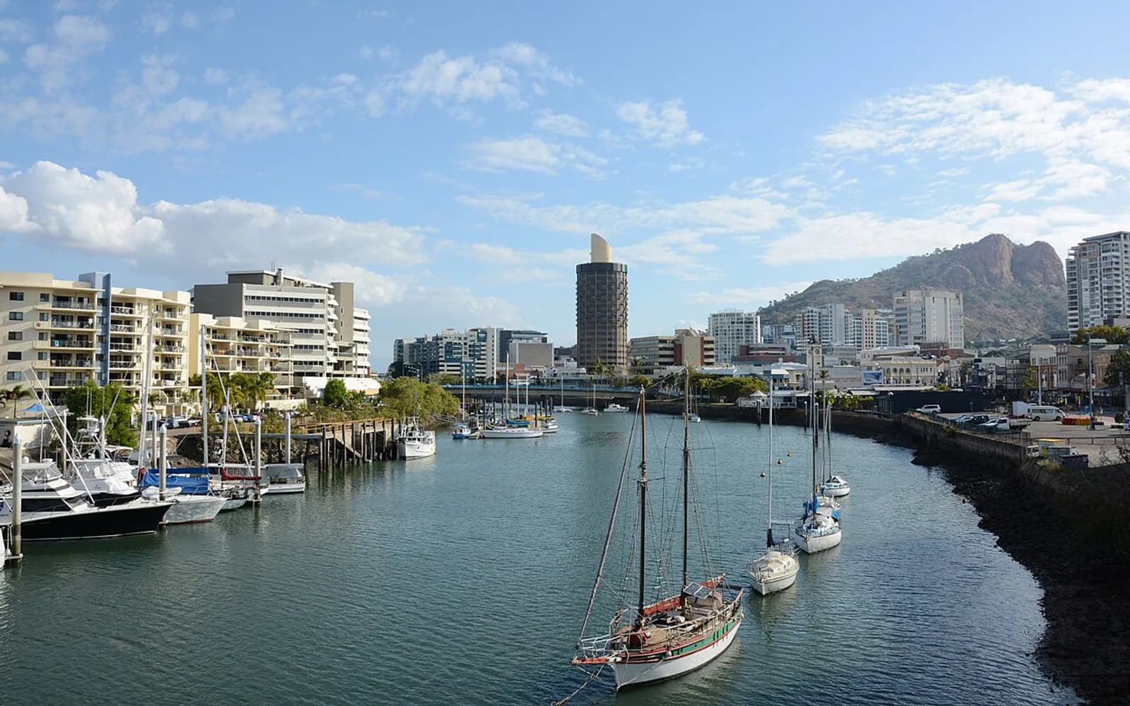 Ross River marina and the Townsville city skyline